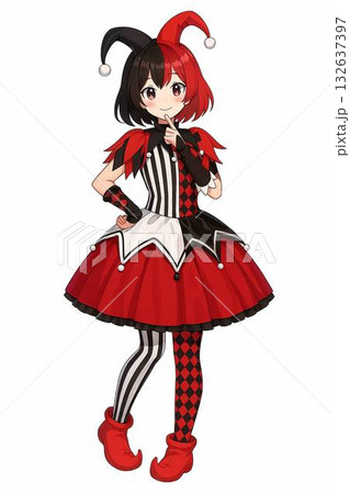 ハロウィン風ピエロガールのTRPG立ち絵 ハロウィン風ピエロガールのTRPG立ち絵 132637397