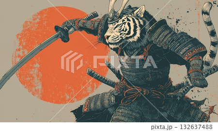 侍姿の虎 侍姿の虎 132637488