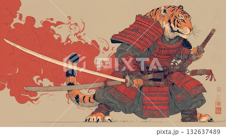 侍姿の虎 侍姿の虎 132637489