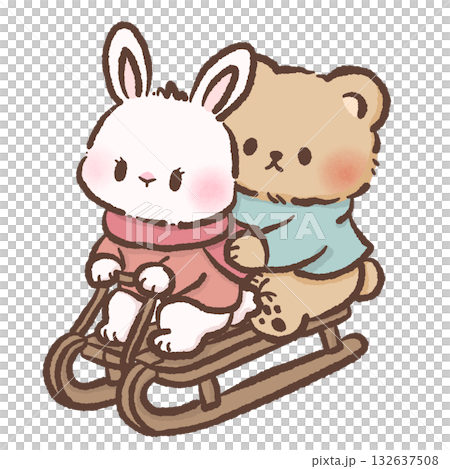 Cute Bunny and Bear sitting on a sledge Kawaii Valentine Couple Illustration Sweet Animal Love Art Cozy Winter Characters for Cards Stickers Kids Craft Design Cute Bunny and Bear sitting on a sledge Kawaii Valentine Couple Illustration Sweet Animal Love Art Cozy Winter Characters for Cards Stickers Kids Craft Design 132637508