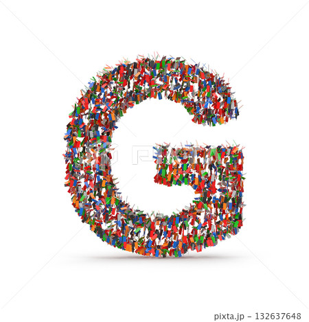 Letter G Formed by a Diverse Crowd of Small Figures Letter G Formed by a Diverse Crowd of Small Figures 132637648