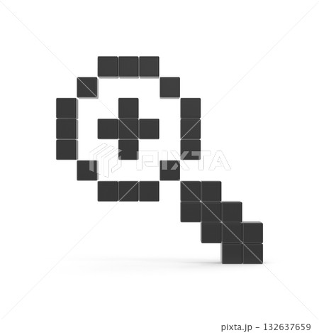 3D Pixelated Magnifying Glass Zoom Icon 132637659
