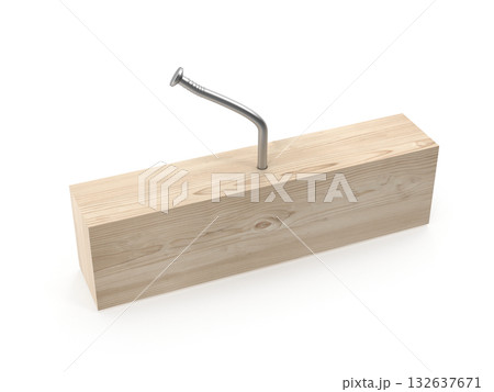 Bent Nail in Wooden Block Bent Nail in Wooden Block 132637671