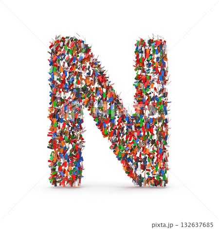 A letter N made of colorful confetti 132637685