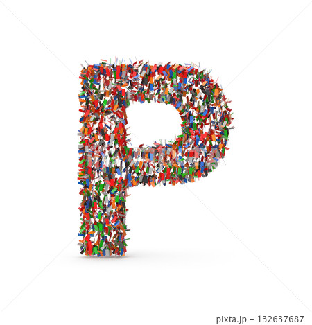 A letter P made of colorful confetti A letter P made of colorful confetti 132637687