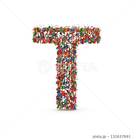 A letter T made of colorful confetti 132637691