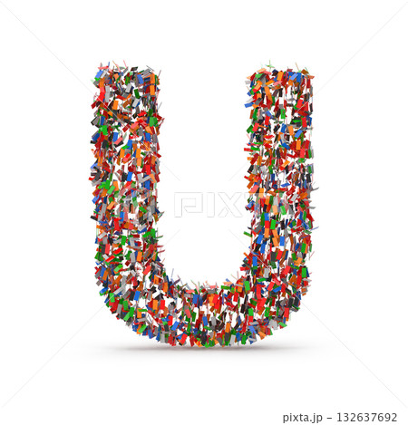 A letter U made of colorful confetti 132637692