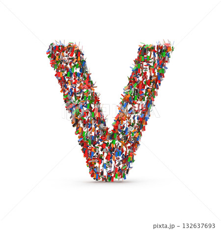 A letter V made of colorful confetti 132637693