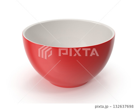 Empty Red Bowl with White Interior 132637698