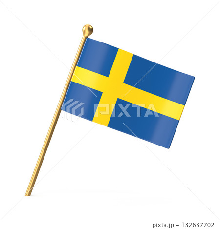Swedish Flag on Golden Pole Swedish Flag on Golden Pole 132637702