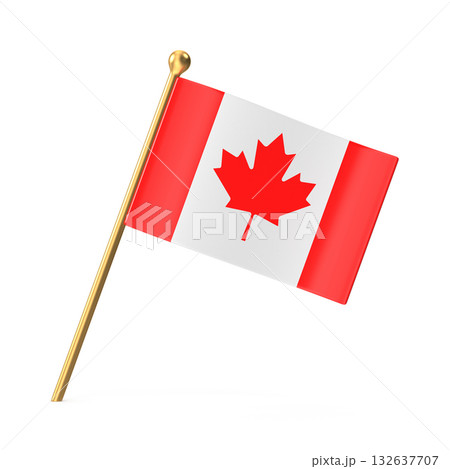 Miniature Canadian Flag on a Golden Pole Miniature Canadian Flag on a Golden Pole 132637707