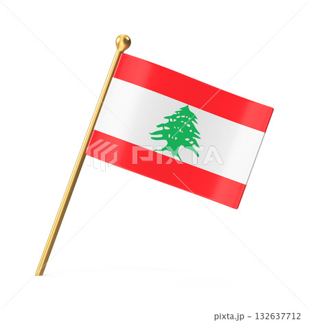 Lebanese National Flag on Golden Pole Lebanese National Flag on Golden Pole 132637712
