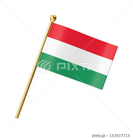 Hungarian National Flag on Golden Pole Hungarian National Flag on Golden Pole 132637713