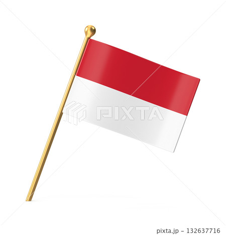 Realistic Indonesian Flag on Golden Pole 132637716