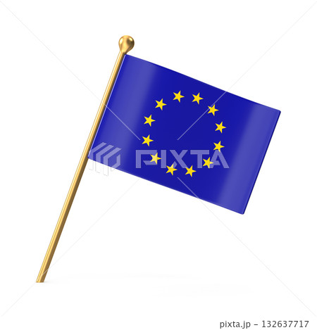 European Union Flag Miniature on Golden Pole 132637717