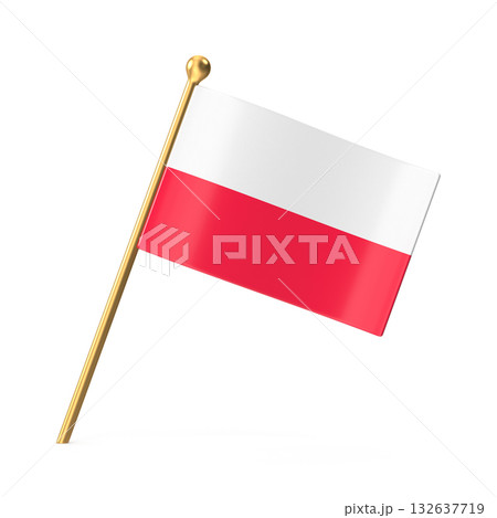 Miniature Polish Flag on Golden Pole 132637719