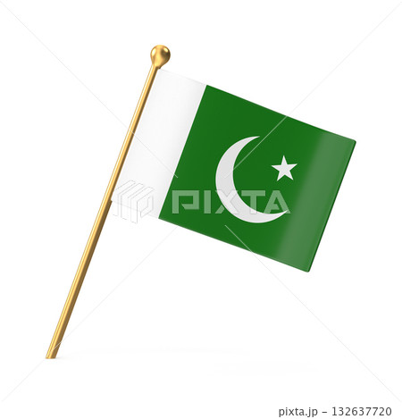 Pakistan National Flag on Golden Pole 132637720