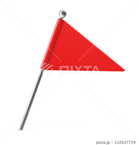 Small Red Triangular Flag Marker on a Silver Pole Small Red Triangular Flag Marker on a Silver Pole 132637739