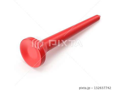 Single Red Plastic Golf Tee Isolated on White Single Red Plastic Golf Tee Isolated on White 132637742