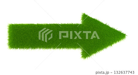Eco-Friendly Directional Arrow Made of Lush Green Grass 132637743