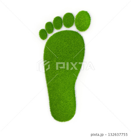 Green Grass Footprint on White Green Grass Footprint on White 132637755