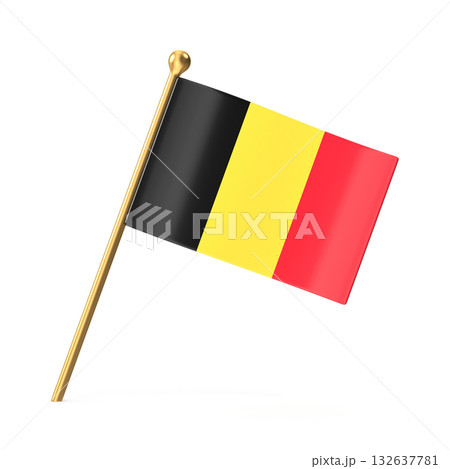 Realistic Belgium Flag on Golden Pole Realistic Belgium Flag on Golden Pole 132637781
