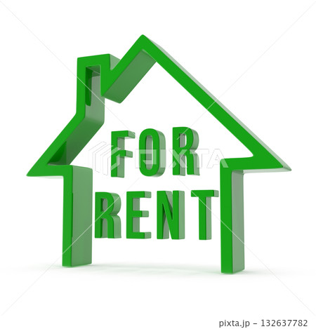 Green 3D House For Rent Symbol 132637782