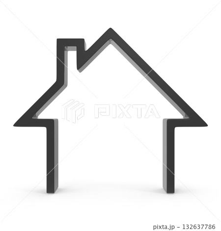 Minimalist 3D House Outline Icon Minimalist 3D House Outline Icon 132637786
