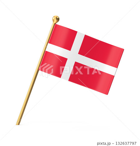 Danish Flag on Golden Pole 132637797