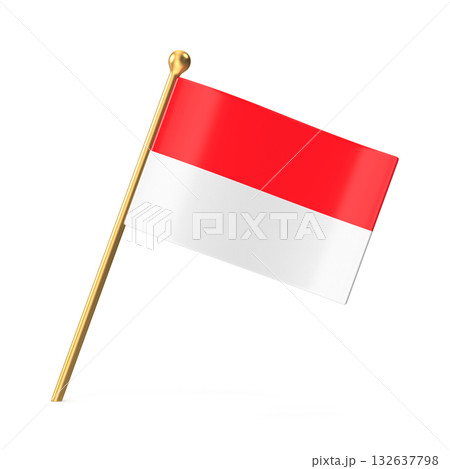 Small Indonesian Flag on Golden Pole 132637798