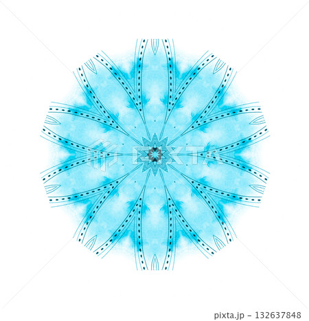 Light blue watercolor shape with abstract pattern 132637848