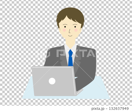 スーツを着てパソコン作業をする男性 スーツを着てパソコン作業をする男性 132637949