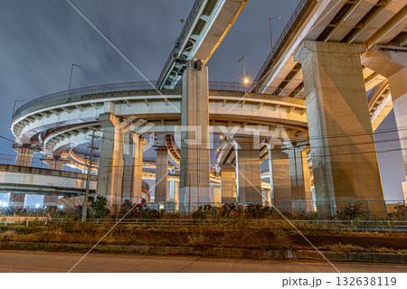 伊勢湾岸自動車道 名港潮見インター夜景 伊勢湾岸自動車道 名港潮見インター夜景 132638119