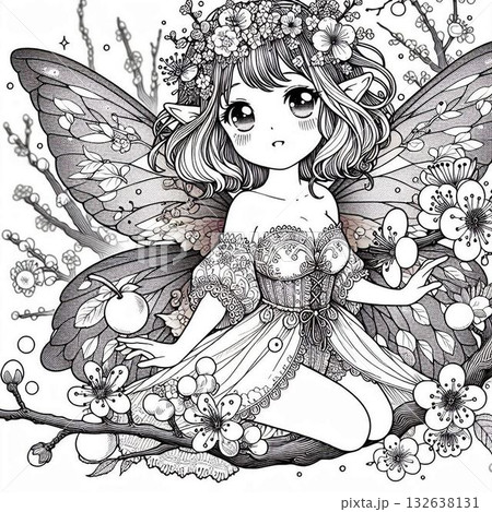 梅の花の塗り絵 132638131