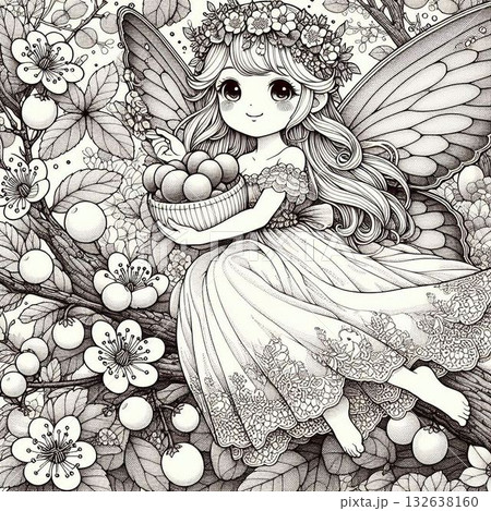 梅の花の塗り絵 132638160