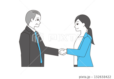 取引先と握手するスーツを着た女性 132638422