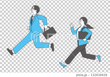 Men and women in suits running 132638426