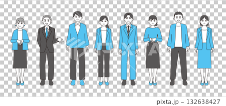 Illustration of a group of office workers of all ages and genders Illustration of a group of office workers of all ages and genders 132638427