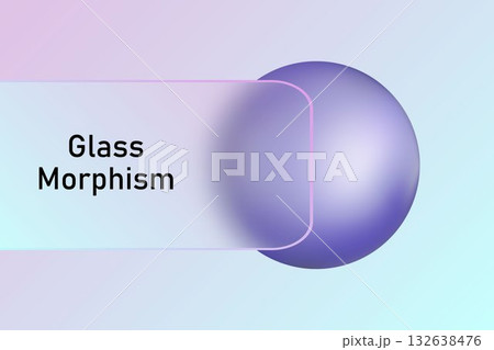 Conceptual background, a purple 3D sphere and "Glass Morphism" text panel on a pastel gradient. Eps 10 Conceptual background, a purple 3D sphere and "Glass Morphism" text panel on a pastel gradient. Eps 10 132638476