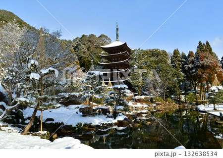瑠璃光寺五重塔の雪景色 瑠璃光寺五重塔の雪景色 132638534