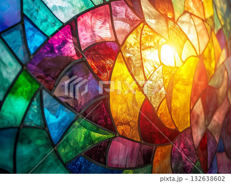 ステンドグラスの光が美しい背景　AI画像 132638602