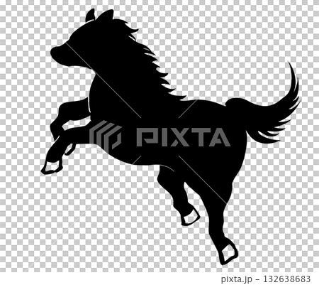 一匹奔跑的馬的剪影 132638683