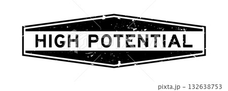 Grunge black high potential word hexagon seal stamp on white background 132638753