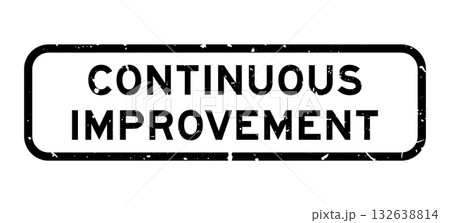 Grunge black continuous improvement word rubber square seal stamp on white background 132638814