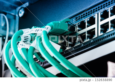 ethernet cables connected to server switch ethernet cables connected to server switch 132638890