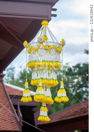 Traditional Thai Flower Chandelier Decoration Traditional Thai Flower Chandelier Decoration 132638942