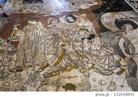The pavement of Siena cathedral, Siena, Italy 132639045