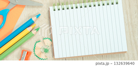 Notebook for notes and stationery accessories for learning at school or preschool Notebook for notes and stationery accessories for learning at school or preschool 132639640