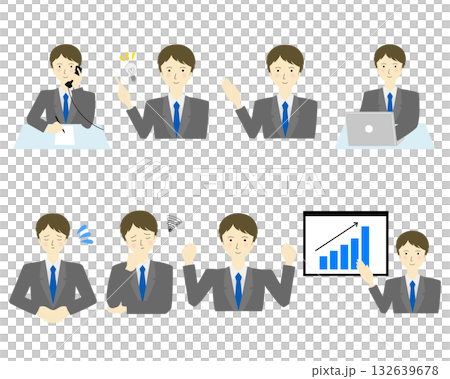 Set of men working in suits Set of men working in suits 132639678