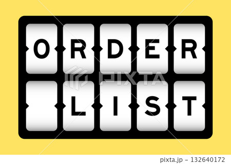 Black color in word order list on slot banner with yellow color background 132640172